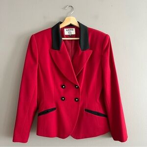 Vtg Kasper A.S.L Women's Blaze Double Breasted Jacket Pockets Red Petite Sz 12P